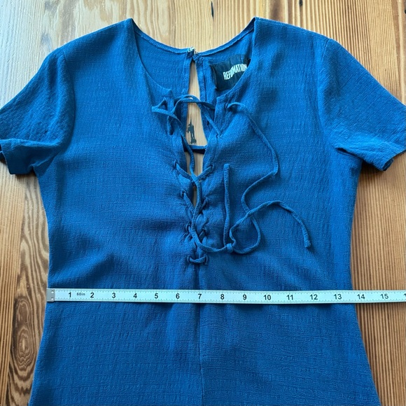 Reformation Corson Teal Lace Up Romper - Picture 12 of 14